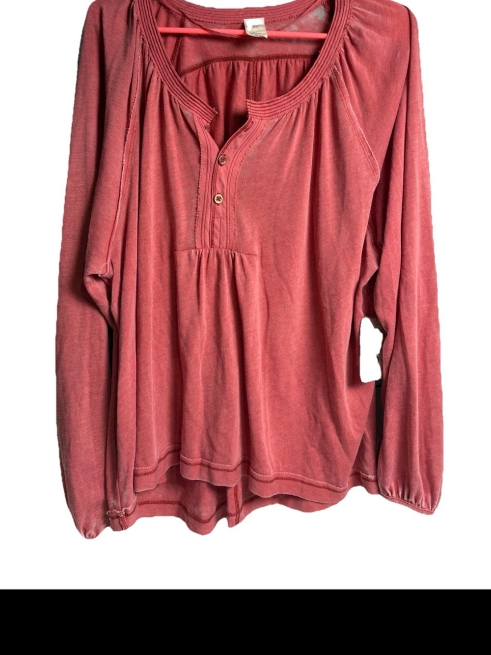 Free People Dusty Rose Long Sleeve Henley Top